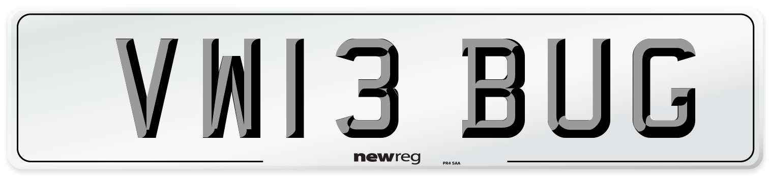 VW13 BUG Number Plate from New Reg